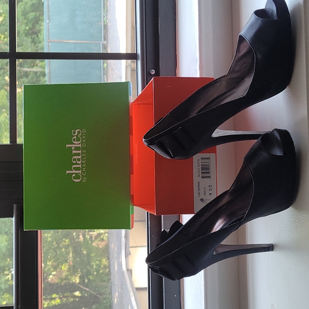 Charles by Charles David Black Satin Pumps